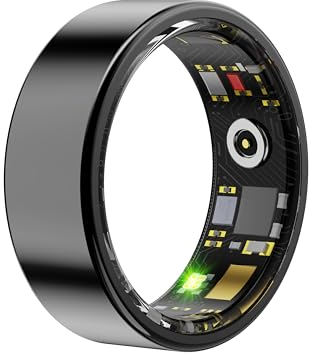 BabyElf Smart Ring Gesundheits-Tracker - Aktivitäts- & Schlaf-Monitor mit Herzfrequenzmessung, IP68 Wasserdicht, Bluetooth 5.0, für iOS & Android (Schwarz, Gr. 11)