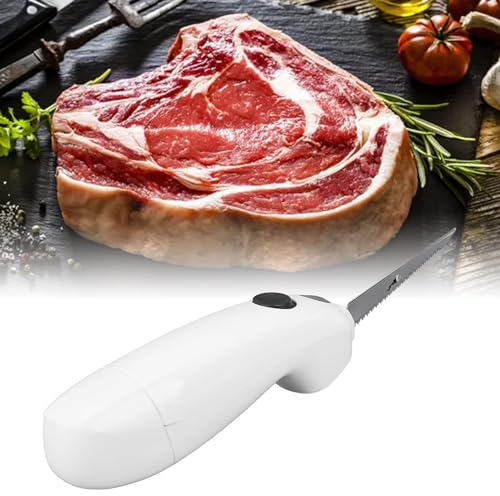 Coltello Elettrico Portatile Senza Fili Ricaricabile (Utilizza 4 Batterie Aa), In Acciaio Inossidabile, Per Tagliare Maiale, Tacchino, Agnello, Filetto, Coltello Per Affettare La Carne