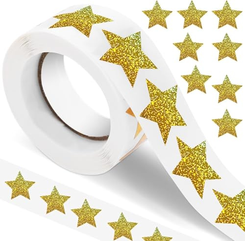500 st stjärnklistermärken glitter belöningsklistermärken 2,5 cm stjärnor klistermärken | Glitter glittrande självhäftande dekorativa stjärnklistermärken för scrapbooking, gratulationskort, presenter, hantverk