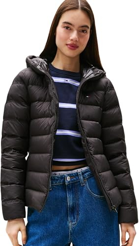 Tommy Jeans Donna Piumino Slim con Cappuccio, Nero (Black), M