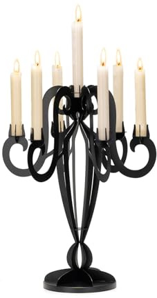 AIM & GGKK 7 Arm Black Metal Candelabra Candle Holders – Elegant Taper Candle Holders, Classic Candlestick Holder, Decorative Candelabra Centerpiece for Table & Home Decor