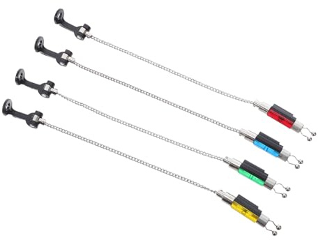 ARTSEWPLY 4 Pièces Indicateurs de Morsure de Silencieux Alarmes sans Lumière avec Clip Chaînes Souples pour Canne à Pêche Alertes Discrètes Adaptées Aux Pêcheurs Rivière
