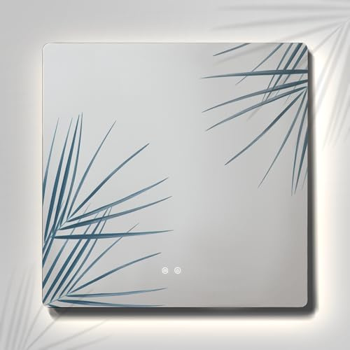 Feel Your Bath Espejo de Baño Rectangular 80x80 cm con Luz LED Regulable, Antivaho, Interruptor Táctil, 3 Tonos de Luz, Apagado Automático, Fácil Instalación, Montaje en Pared, Diseño Sin Marco