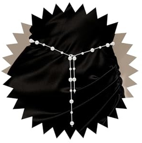 Pearl Body Chain Belt,Beaded Waist Chain,Cinture a Catena per Donne Cintura a Catena Regolabile Body Chain Boho Belts per Regolabili Catene Ideale Jeans e Abiti per la vita per donne ragazze (Argento)