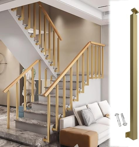Justerbar 270° ir räcke stolpe kit 5-pack – 120 cm/47,2 tum gör-det-själv metall baluster stöd med monteringsfäste för enkel inllat på fyrkantiga irs