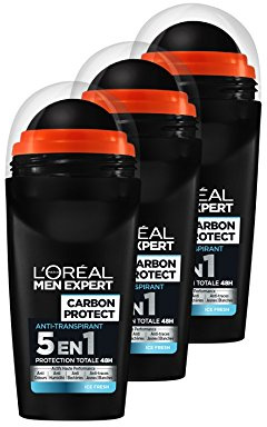 L'Oréal Men Expert Carbon Protect Ice Fresh deodorant för män anti-spår boll 50 ml - set med 3 st
