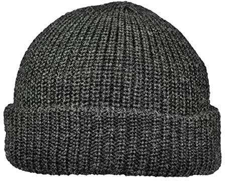 Balke Damen Herren Strickmütze Fischerpudel klein Wolle, Farbe:anthrazit