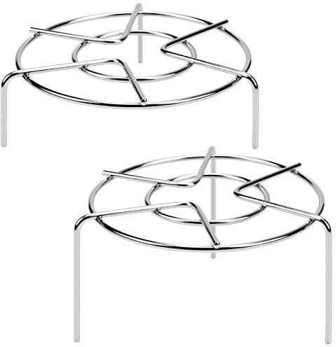 HULISEN Steam Rack, 2-4/5 and 2 Tall Trivet for Instant Pot 3 Qt and 6 Qt, Heavy Duty 18/8 Stainless Steel Steamer Rack Fit Pressure Cooker (6.3 Round - 2Pcs)