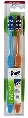 Tom's of Maine Naturally Clean Toothbrush, Soft, 2-Pack (Packaging May Vary)