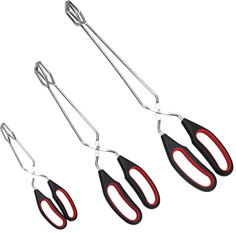 Coitak 3 Pack Scissor Tongs Cooking Stainless Steel Food Tongs Barbecue Grilling Tongs for Flipping Food Tool, 9/11/13 Inch