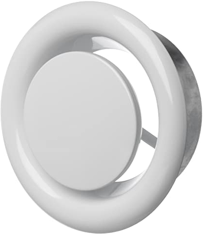 LIRAST Ø 125mm / 5 inch White Metal Diffuser with Mounting Ring - Exhaust Air Valve - Ventilation Cover