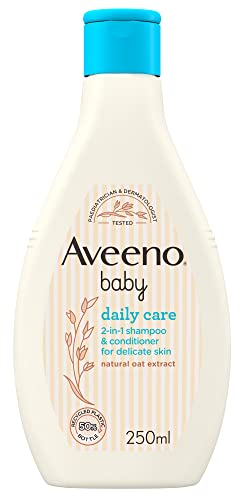 Aveeno Baby Daily Care 2-in-1 Shampoo and Conditioner (1x 250ml), Gentle Baby Shampoo and Conditioner with Natural Oat Extract to Cleanse Scalp and Hair, Haircare Suitable for Sensitive Skin