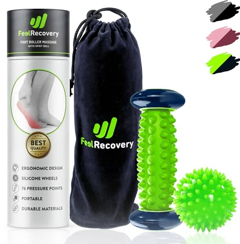 Set Fußmassageroller für Plantar-Fasziitis + Igelbälle Massagebälle für Fußreflexzonenmassage - Akupressur Kit für Füße, Fersensporn, Beine, Cellulite & Plantarfasziitis Schmerzlinderung (Grün)