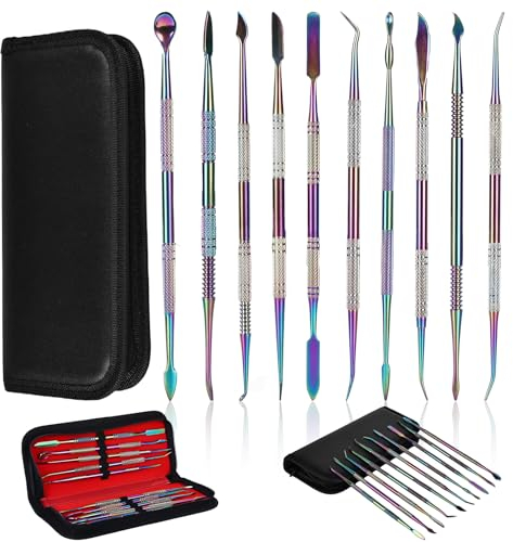 Nizirioo Juego de herramientas de modelado para tallar cera: 10 herramientas de cerámica de acero inoxidable con bolsa de transporte, herramienta de arcilla, herramienta de tallado de doble extremo