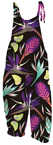RMBLYfeiye Jumpsuit Kostüm Hosenanzug Damen Elegant 2 Teiler Ski Latzhose Damen Blumenmuster Spaghetti Jumpsuit Wide Leg Hosenanzug Racerback Jumpsuit Rückenfrei Latzhose Ärmelloser Onesie Schwarz Xl