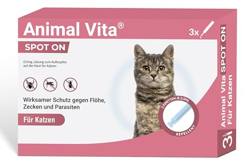 Animal Vita® Spot On Zeckenschutz für Katzen [zuverlässiger Schutz] Zeckenmittel -Zeckenschutz Katze- Spot On für Katzen