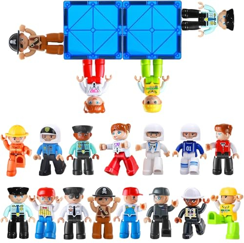 obakaer Grandi figure magnetiche per bambini, 15 pezzi, grandi figure da gioco da 3 pollici, per piastrelle magnetiche, mattoncini magnetici per bambini, giocattolo regalo a partire da 3 4 5 6 7+