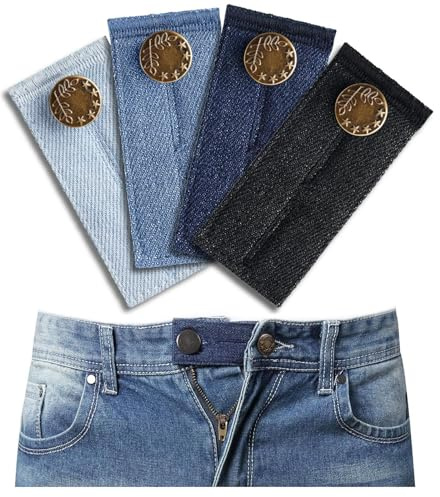 Jeans midja förlängning knapp, 4 st byxförlängning elastisk knappförlängning för byxor byxor förlängning graviditetsbyxor förlängning för jeans kjolar byxor mammabyxor, Mt