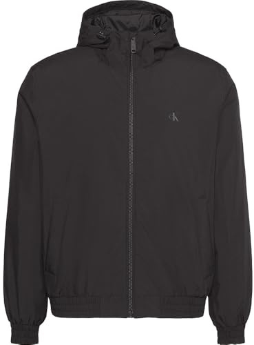 Calvin Klein Giacche da uomo con cappuccio RIPSTOP HARRINGTON JKT LV04RE516G, NERO (nero), L, Nero (Nero), L