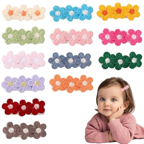 MOLZINY 13 Stück Baby Mädchen Haarschleifen Baby Haarspangen für Neugeborene No Slip Kleinkind Mini Haarspangen Barretten Haarzubehör für Baby Feines Haar Mädchen Kleinkind
