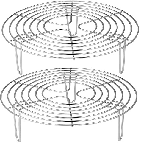 Vexillaris 2Pcs Round Steamer Rack and Cooling Rack, Stainless Steel Steamer Rack, Steaming Baking Rack,For various cookware (20x4.5cm)