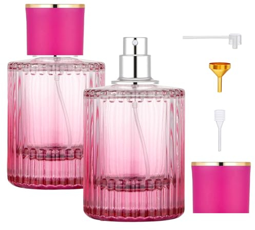 Segus Fragrance Atomiser, 2Pcs 50ml Aftershave Travel Bottle, Glass Perfume Decanter, Empty and Portable, Handbag Essentials
