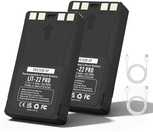2-pack LIT-22 Pro Ersättningsbatteri för Spypoint Cellular Trail Wildlife Camera (Flex-M, S, G-36, Plus, Dark, S-Dark) Flex Solar System, mobilkamera, batteri med Type-C-kabel
