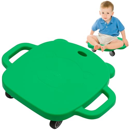 Yosamy Kids Sensory Scooter Board with Handles, 360° Swivel Silent Wheels, 60kg Load Indoor Outdoor Balance Scooter for Toddlers Ages 3+, Non-Scratch Floor Safe Sensory Training Toy (Green)