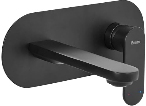 Grifo monomando de latón empotrado para lavabo en pared negro Chapala