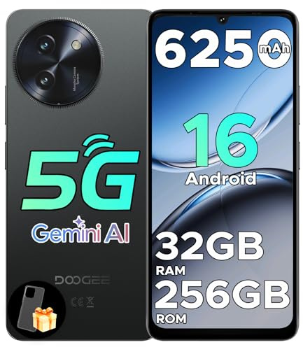 DOOGEE Note 59 Pro 5G Smartphone Libre Android 16, 32GB+256GB(2TB) Octa Core 6,75 HD+120Hz Telefonos Moviles 8.6mm, 6250mAh Teléfono Móvil para Mayores, Cámara AI 16MP/Dual SIM/GPS/NFC/Huella Móvils