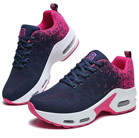 Womens Orthopedic Trainers Running Shoes Air Cushion Athletic Sports Lightweight Walking Sneakers Mesh Breathable Ladies Nursing Work Arch Support Plantar Fasciitis Jogging Shoes Blue Rose UK 7