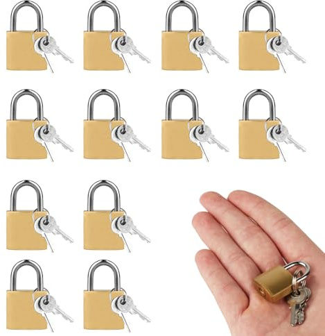 HexinYigjly 12 Stück Vorhängeschloss mit Schlüssel, 20mm Kleine Vorhängeschlösser mit Schlüssels, Spindschloss mit Schlüssel, Bügelschloss für Kofferschloss Schränke Rucksäcke Kellerschloss Padlocks