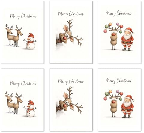 Edition Seidel Lot de 6 (2 x 3) cartes de Noël doubles avec enveloppe - Cartes doubles pliantes avec enveloppe - Cartes postales de vœux de Noël