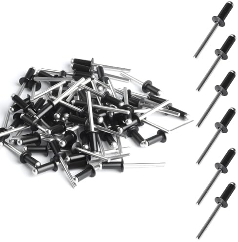 Paket om 80 blindnitar, aluminiumnitar, popnitsats, aluminium blindnitar, blindnitar med stor fläns, popnitar, stålnitar, aluminium blindnitar sortiment för blindnittång (M4,8 x 20 mm)