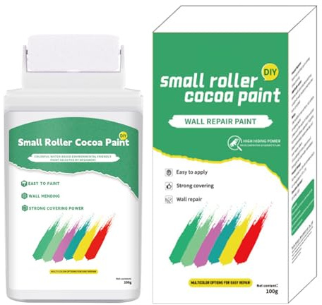 Wall Repair Paint - White Paint with Practical Roll Ceiling and Wall Touch Up Paint Water Based | Low Odour | Wall Repair Filler Kit | Stain Removal | Easy to Use | For
