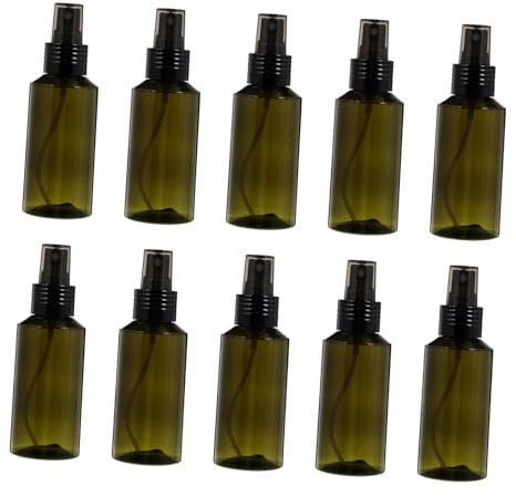 EPIGEIST 10Pcs Olive Green Pet Spray Bottles Travel Dispenser for Cosmetics Makeup Supplies Refillable Fine Mist Sprayers for Home Office Camping and Outdoor Use
