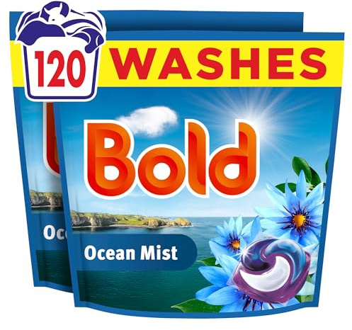 Bold Ocean Mist PODS® Washing Liquid Laundry Detergent Capsules 120 Washes, 120ct, Outdoor Freshness that Lasts and Lasts, with Built-in Lenor Softener