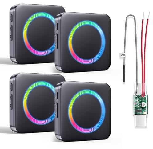 BITIWEND Transmisión de Señales de Radio para Intercomunicadores, Timbre de Puerta RGB luz, Amplificador con CA/CC alimentado, 0-110dB & 58 melodías, Kit de Extensión radio con Convertidor 3-24V