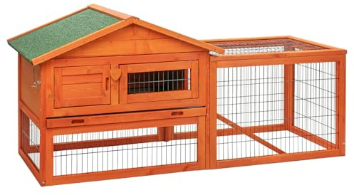 KCT Verona Rabbit Hutch with Run, 2 Tier Double Outdoor Cage for Guinea Pig, Rabbit, Bunny, Small Animals