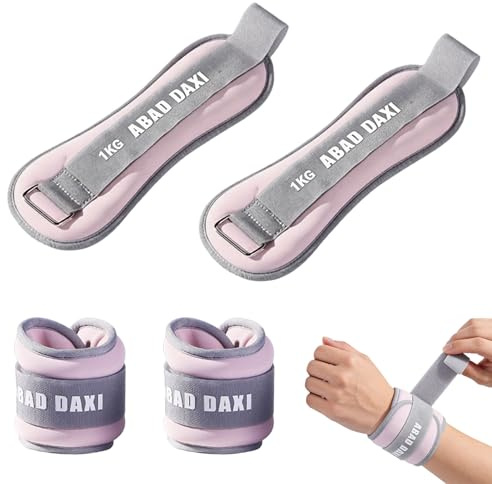 Viktmanschetter, handledsviktsmanschetter, uppsättning om 2 justerbara vikthandleder, vikter 1 kg vikter för ben och armar, för pilates, yoga, jogging, rosa