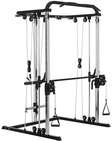 SPORTNOW Station de Musculation avec Support à Squat Structure Acier Noir