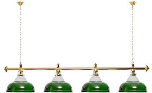 Billar lámpara 4 pantallas verde con vidrio/goldfarbene Soporte