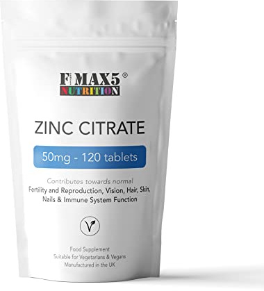 Zinc Citrate 50mg | 120/360 Tablets | One a Day | Easy to Swallow | Immune Health | Food Supplement (120)
