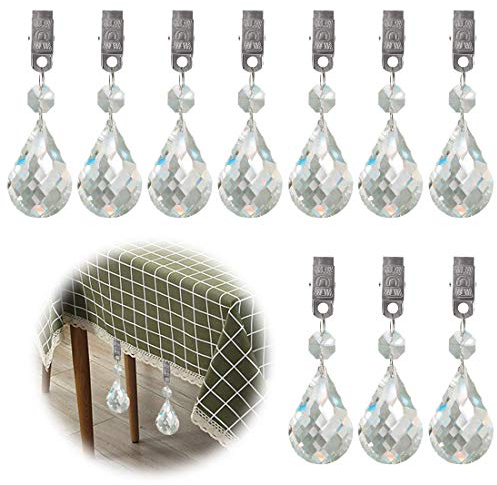 Glarks Tischdeckengewichte-Set, Metallclip, AB-Kristallglas, Tropfenprismen, Anhänger, Tischdeckengewichte (Kürbis), 10 Stück