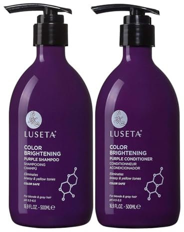 LUSETA Purple Shampoo and Conditioner Set for Blonde, Gray, Ash, Silver Hair, Brass off Infused with Cocos Nucifera Oil for Curly, Damaged, Coloured Hair Hair, Sulfate & Paraben Free, 2 x 500ml