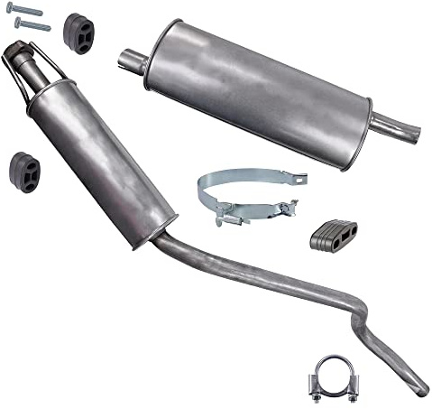 BESTPRICE Set di silenziatori di scarico 1x Silenziatore centrale, 1x Silenziatore posteriore, con materiale di montaggio Compatibile con OPEL ASTRA F CC (T92)