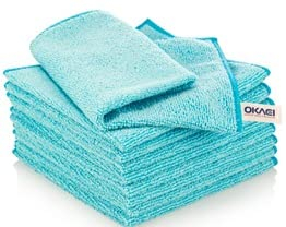 Okaei Mikrofasertücher 12 Stück, Reinigungstücher, Geschirrtücher, Microfasertücher, Putztücher Putzlappen, Fenster Tücher, Allzwecktücher, Sehr Saugfähig, 40x40 cm, Grammatur: 280g/m², blau