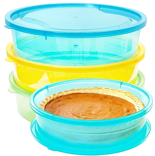 Youngever Paquete de 3 recipientes para tartas, recipientes de plástico multicolor para almacenamiento de alimentos, contenedor de pastel fresco, 28 cm de diámetro