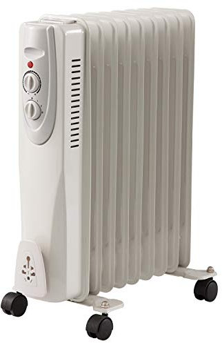 2000W 9 Fin Oil Filled Radiator, 3 Heat Settings and Thermostat Timer, Overheat Safety Cut-off, 2kw Portable Heater with Quiet Operation, White (1)