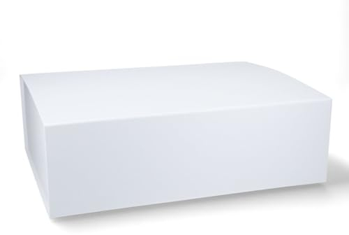 ideas in boxes Premium Geschenkbox mit Deckel, faltbar, Geschenkkarton, Magnetbox, Geschenkverpackung für Weihnachten & Geburtstag, Magnetfaltbox, Weiß matt, 38x28x12cm